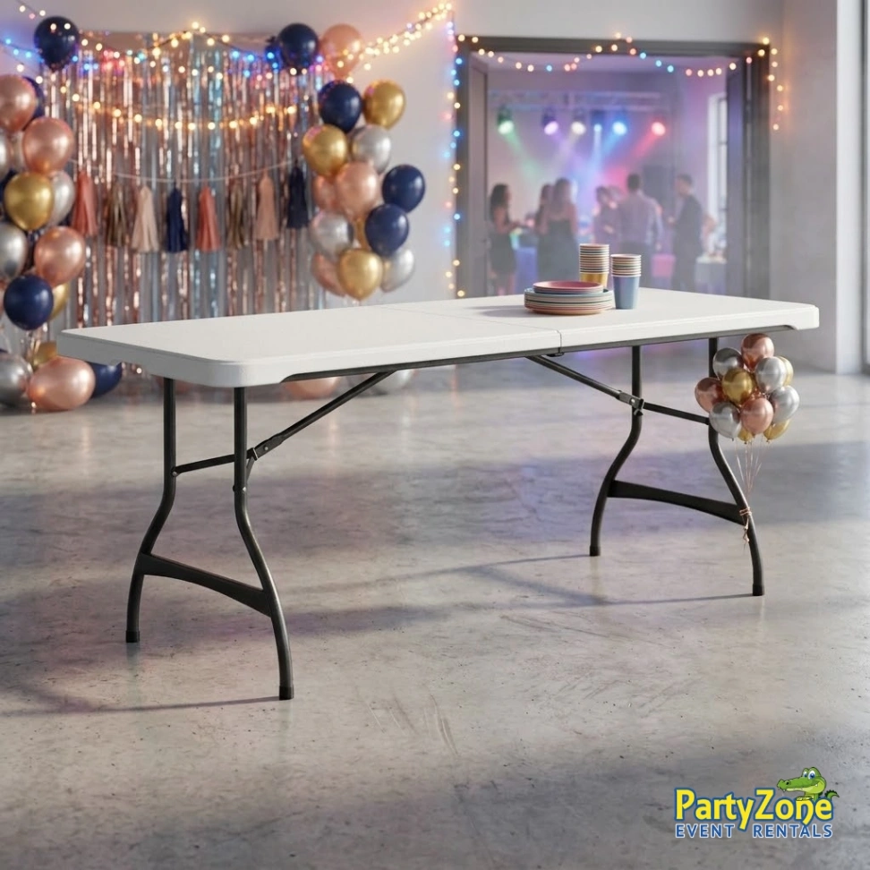 6ft folding table rental for Arabi LA graduations and church events, seats eight, in 70032
