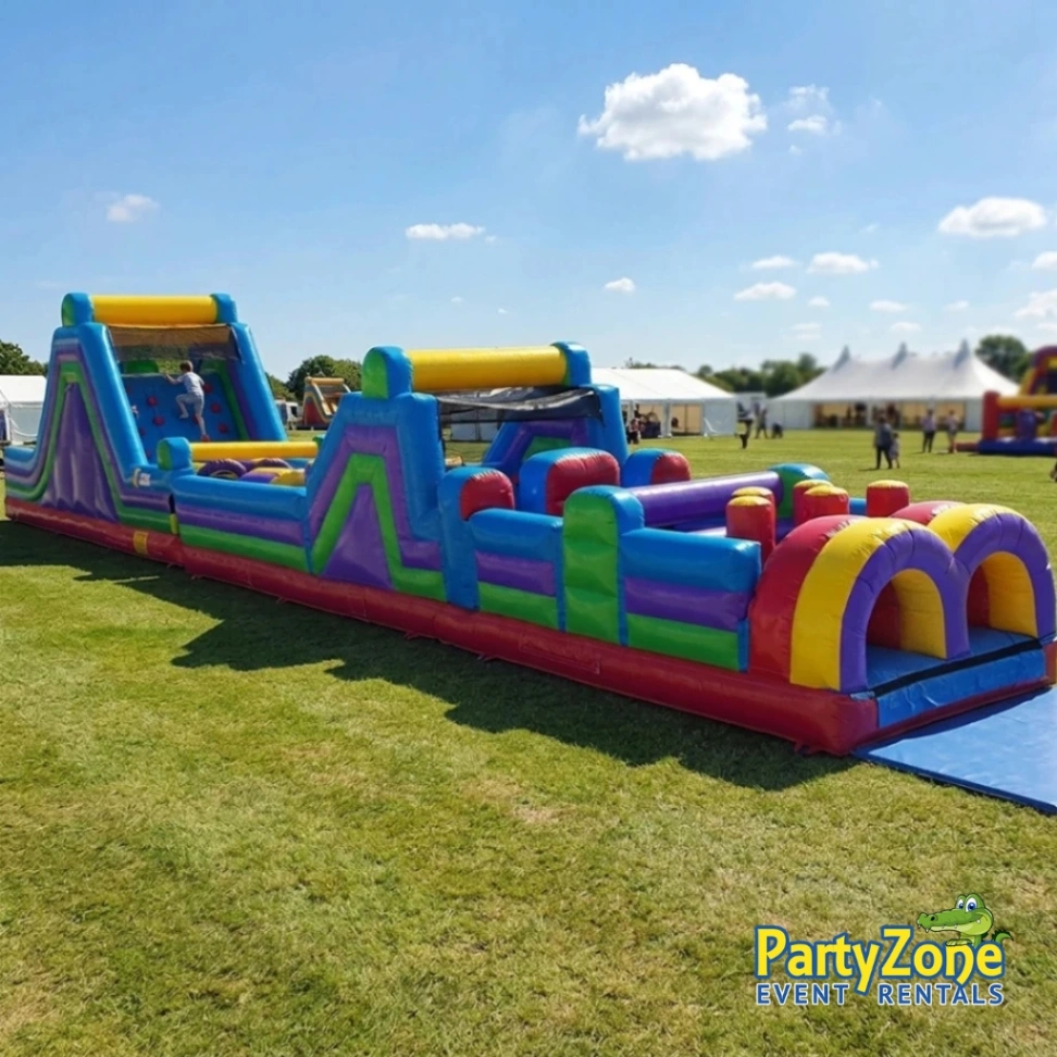 70ft Extreme dual-lane inflatable obstacle course rental for Arabi LA carnivals in 70032