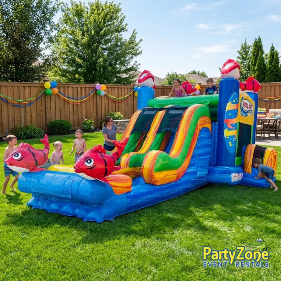 Kahuna dual-lane bounce and race combo rental for Arabi LA block parties in 70032